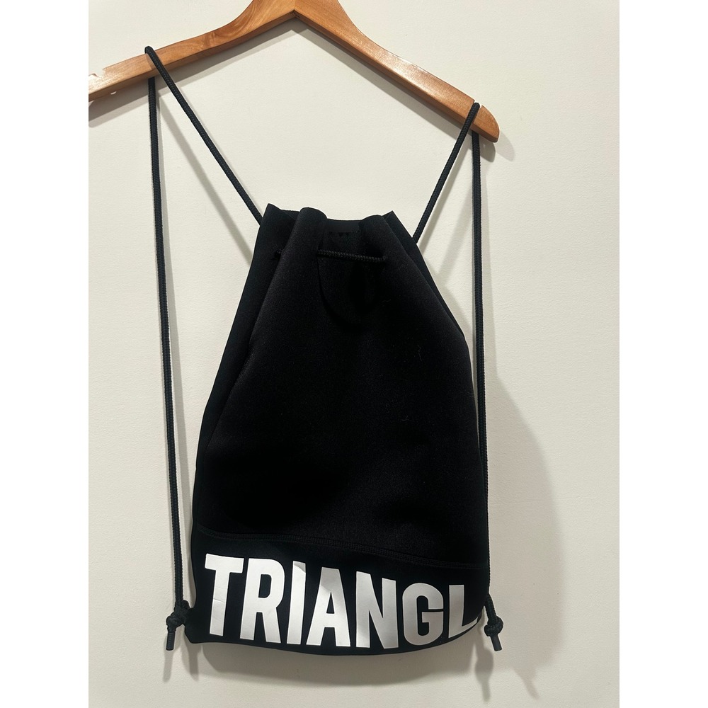 Triangl Black Neoprene Drawstring Backpack Logo Cinch Bag Sporty Beach Gym